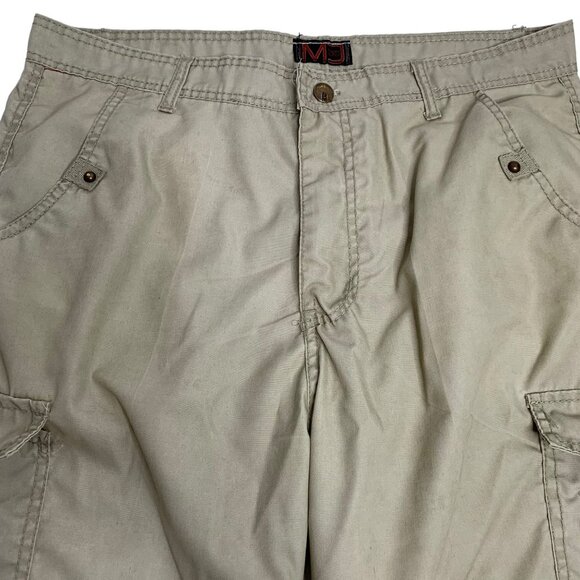 MD Marx Dutch High Rise Cargo Shorts 34 Tan Pockets Button Zipper Belt Loops - Picture 2 of 7
